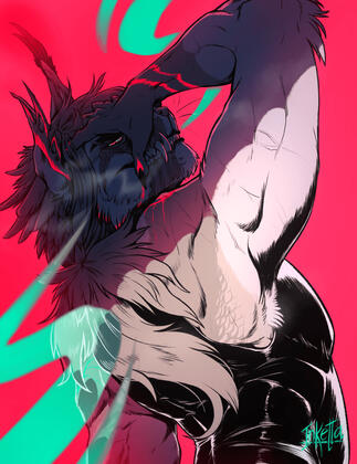 50€: Halfbody, full shading, solid colour background, editing details.